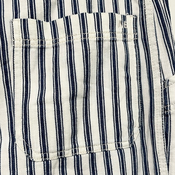 American Eagle Outfitters Blue White Striped High-Rise Pants Women’s 12 Cotton - Picture 8 of 12